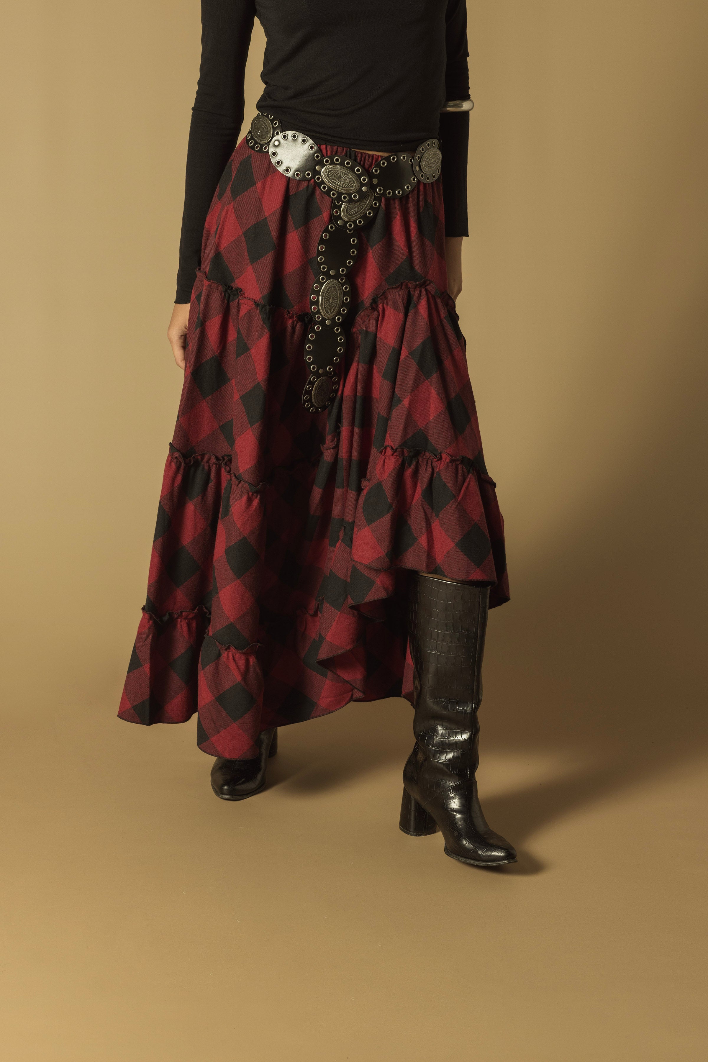 EKOSE DESENLİ ASİMETRİK ETEK