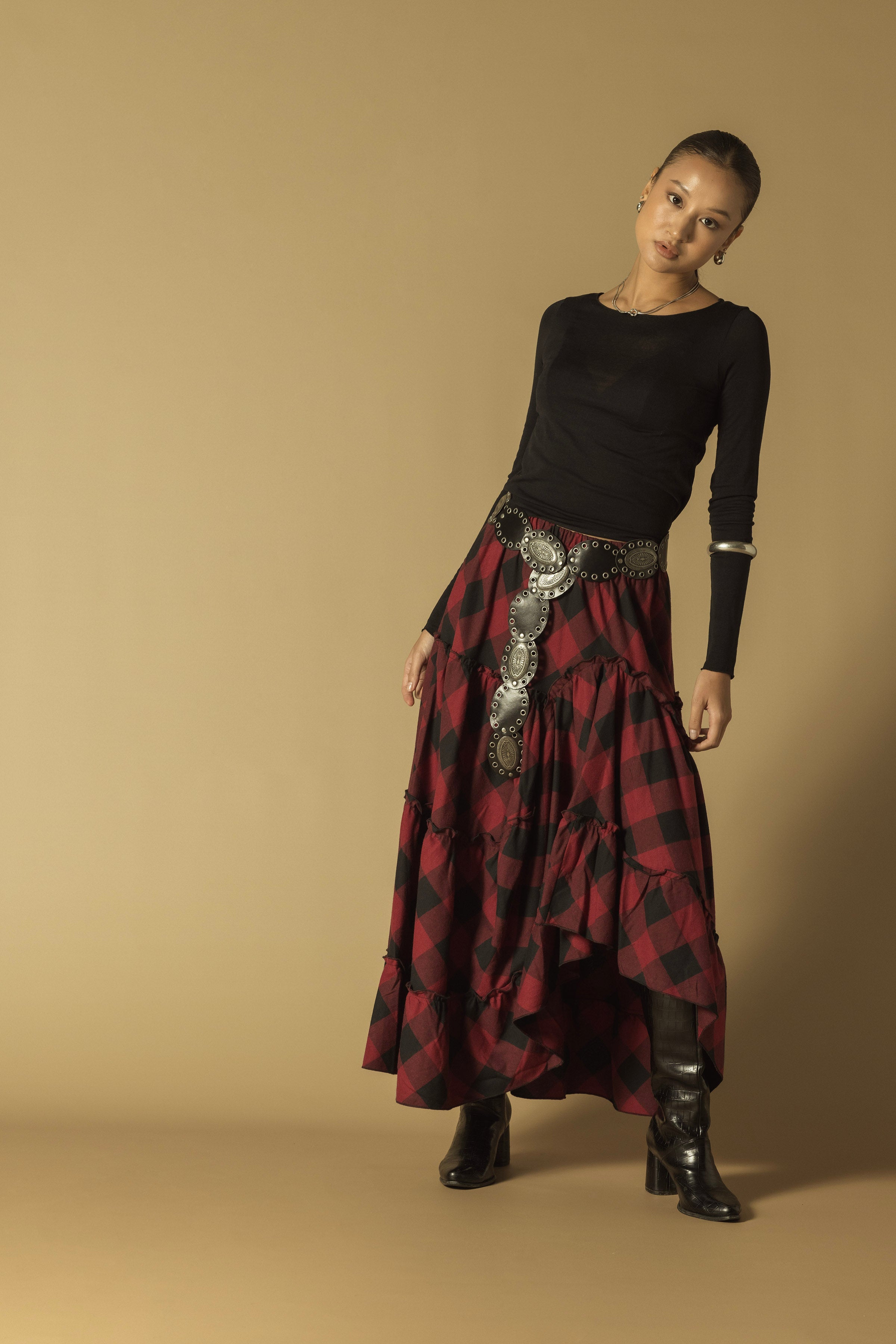 EKOSE DESENLİ ASİMETRİK ETEK