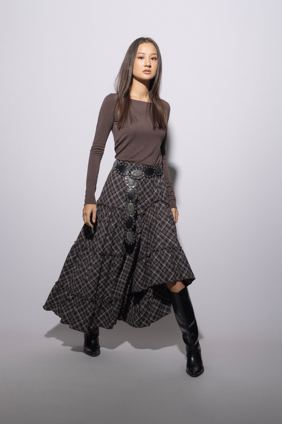 EKOSE DESENLİ ASİMETRİK ETEK