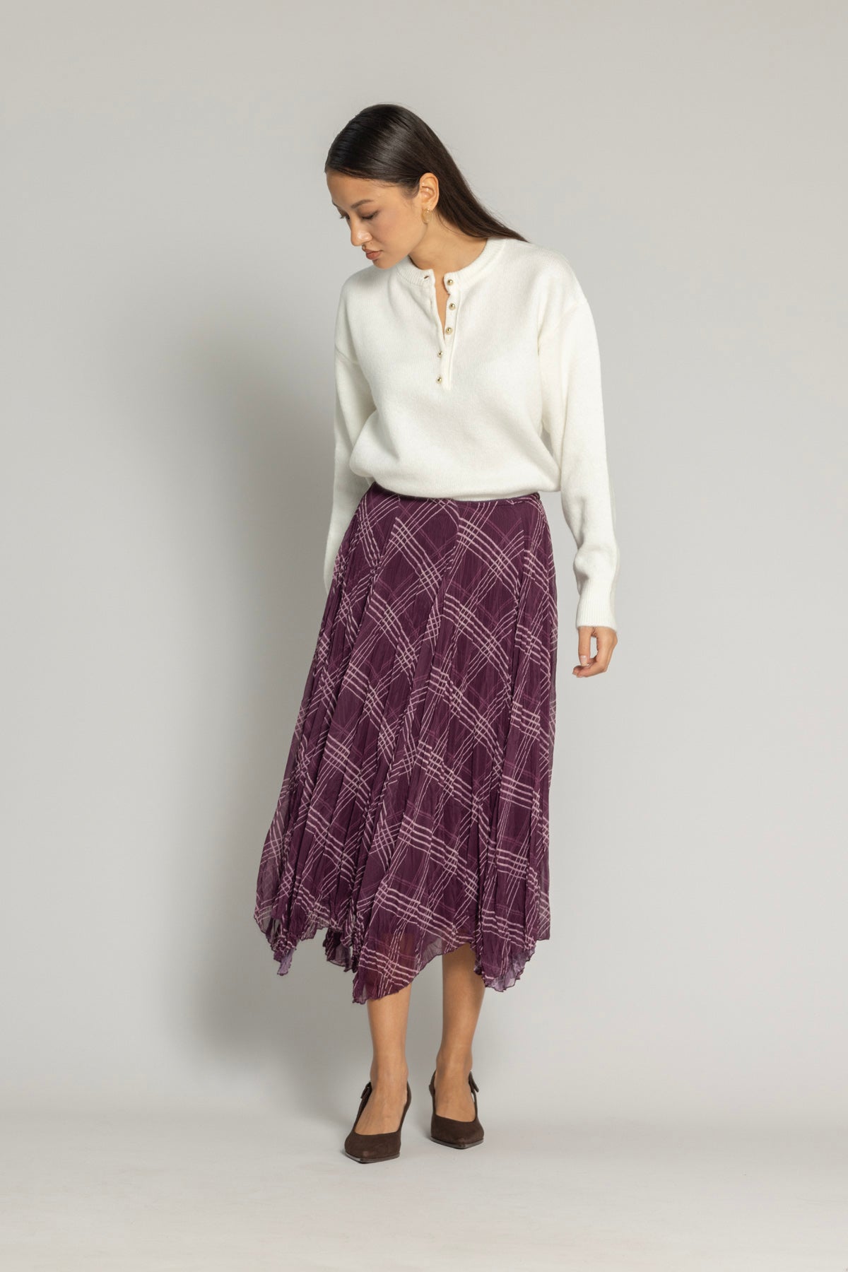 EKOSE DESENLİ ASİMETRİK ETEK