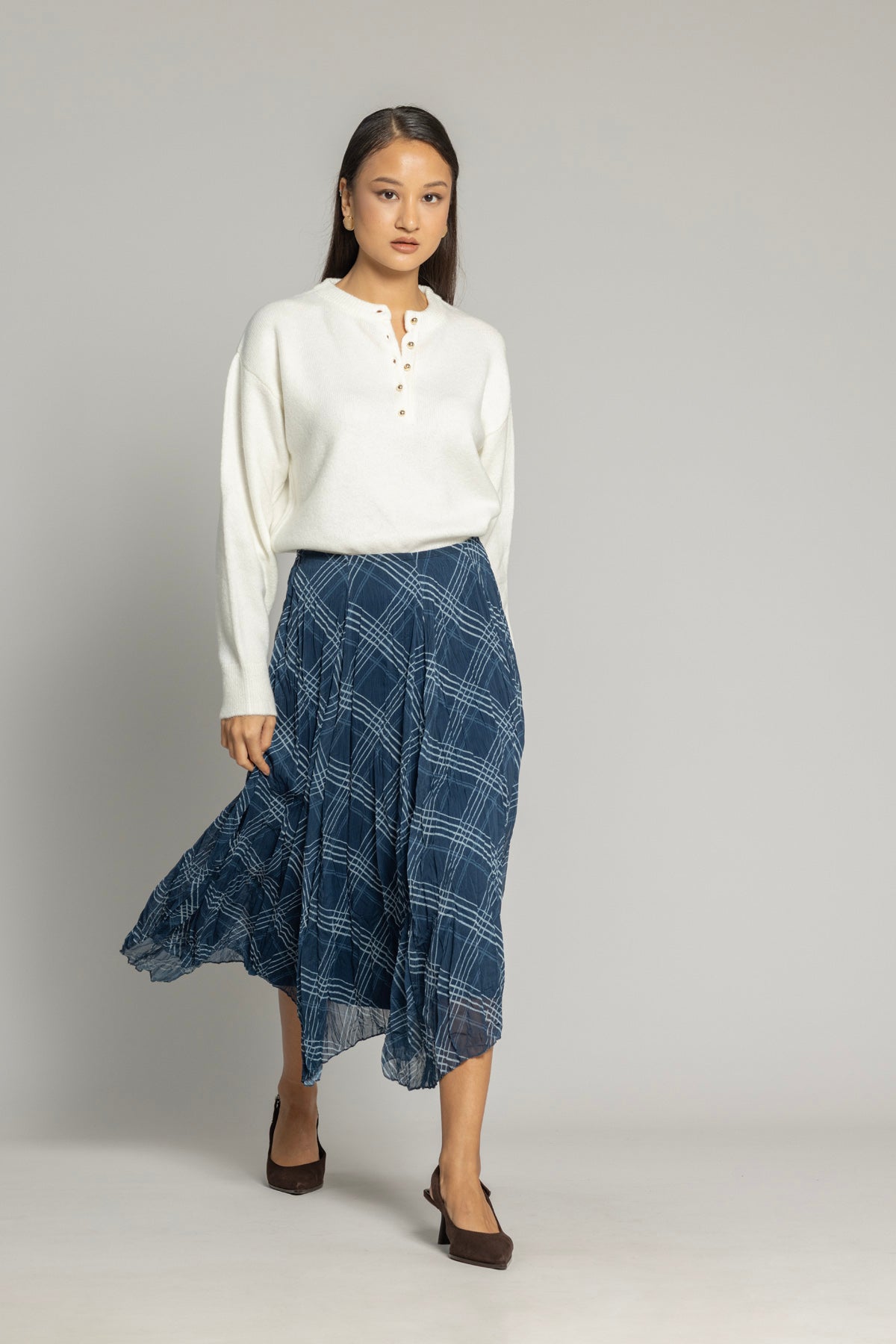 EKOSE DESENLİ ASİMETRİK ETEK