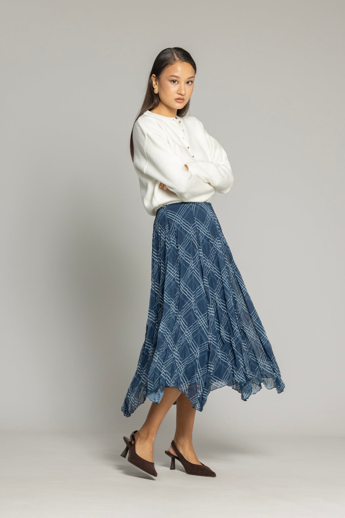 EKOSE DESENLİ ASİMETRİK ETEK