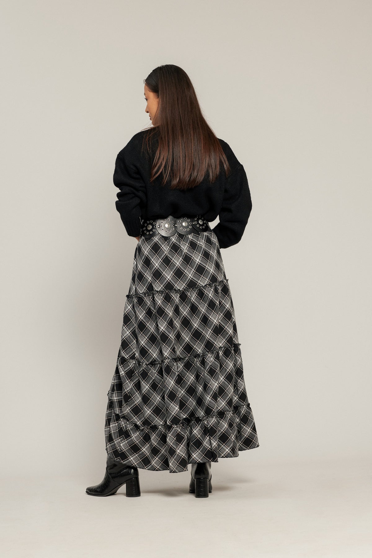 EKOSE DESENLİ ASİMETRİK ETEK