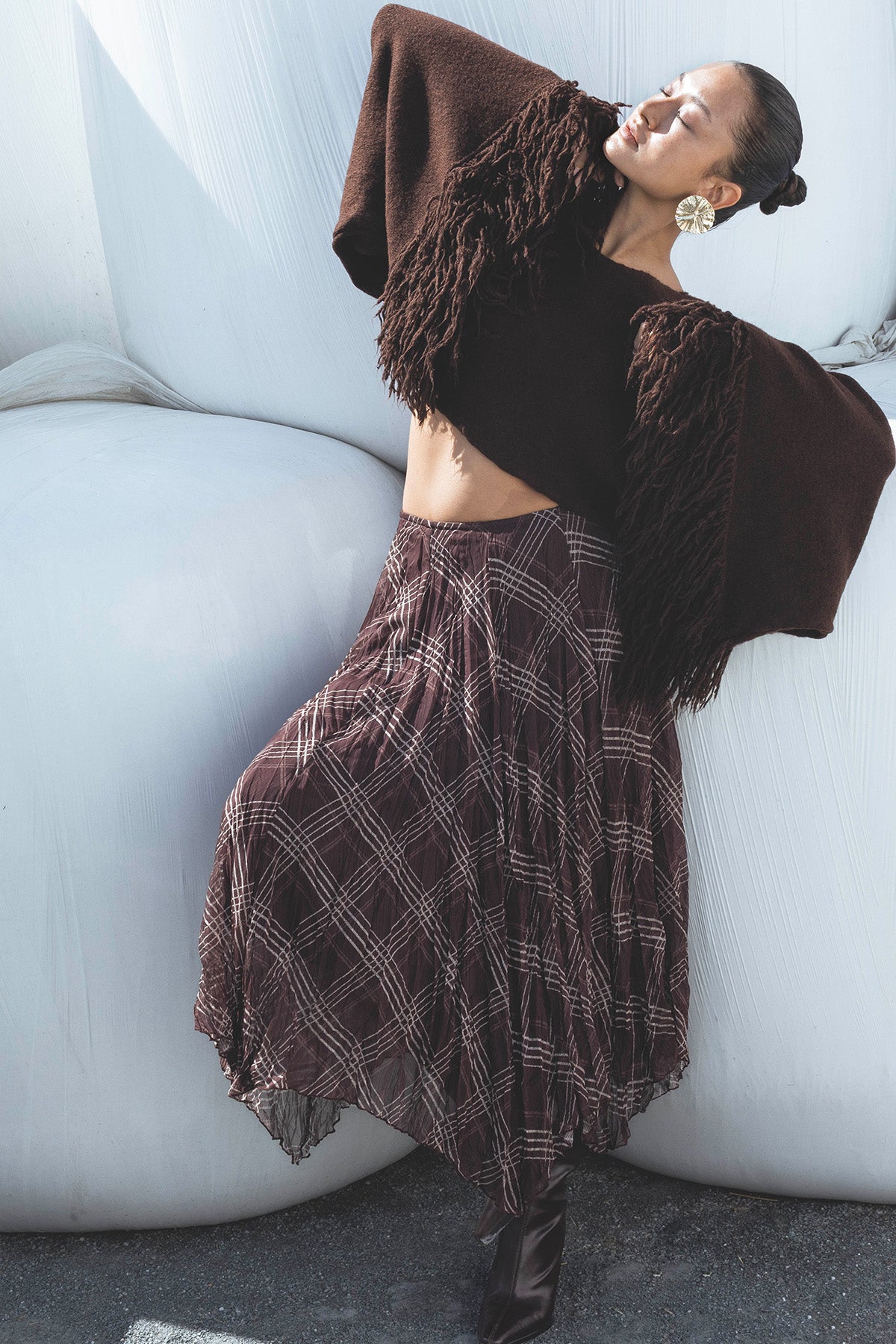 EKOSE DESENLİ ASİMETRİK ETEK