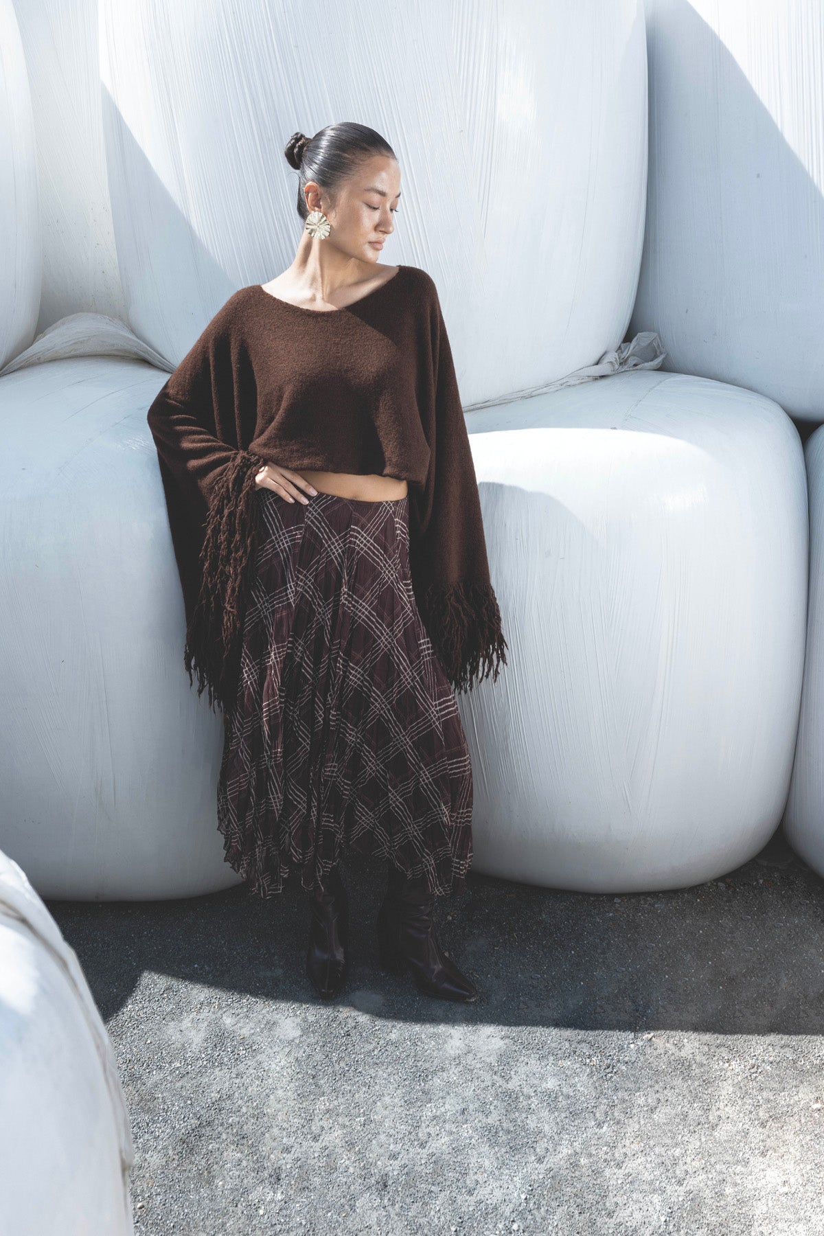 EKOSE DESENLİ ASİMETRİK ETEK