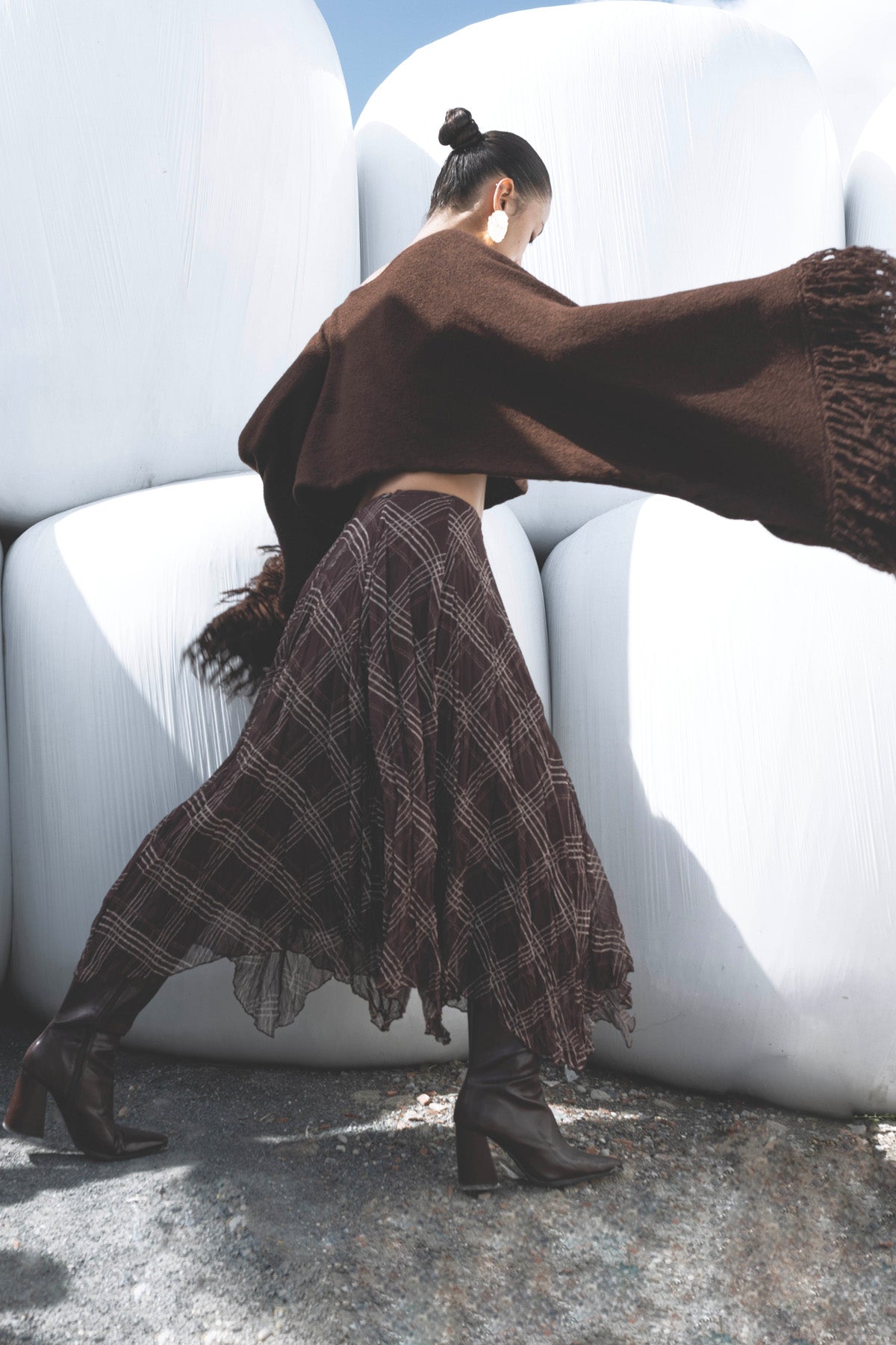 EKOSE DESENLİ ASİMETRİK ETEK