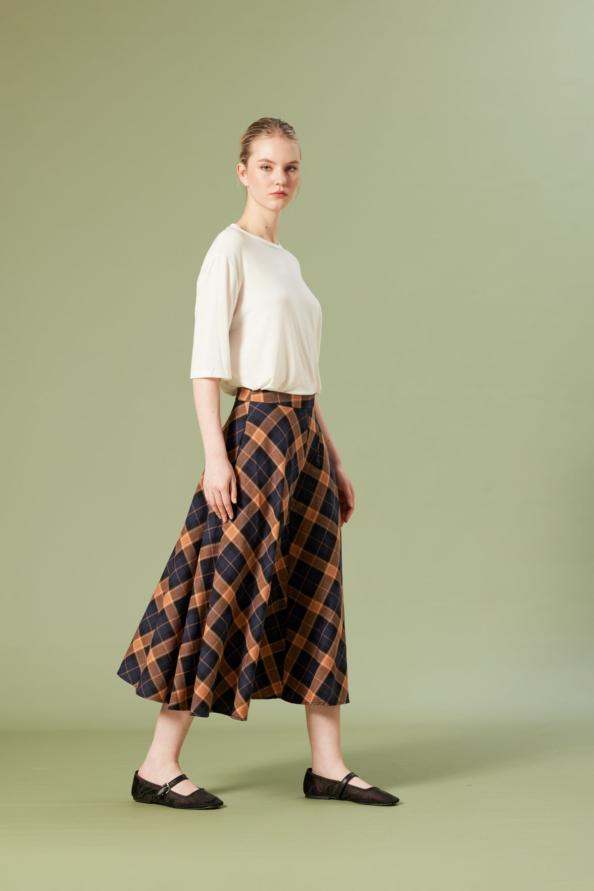 EKOSE DESENLİ MİDİ ETEK