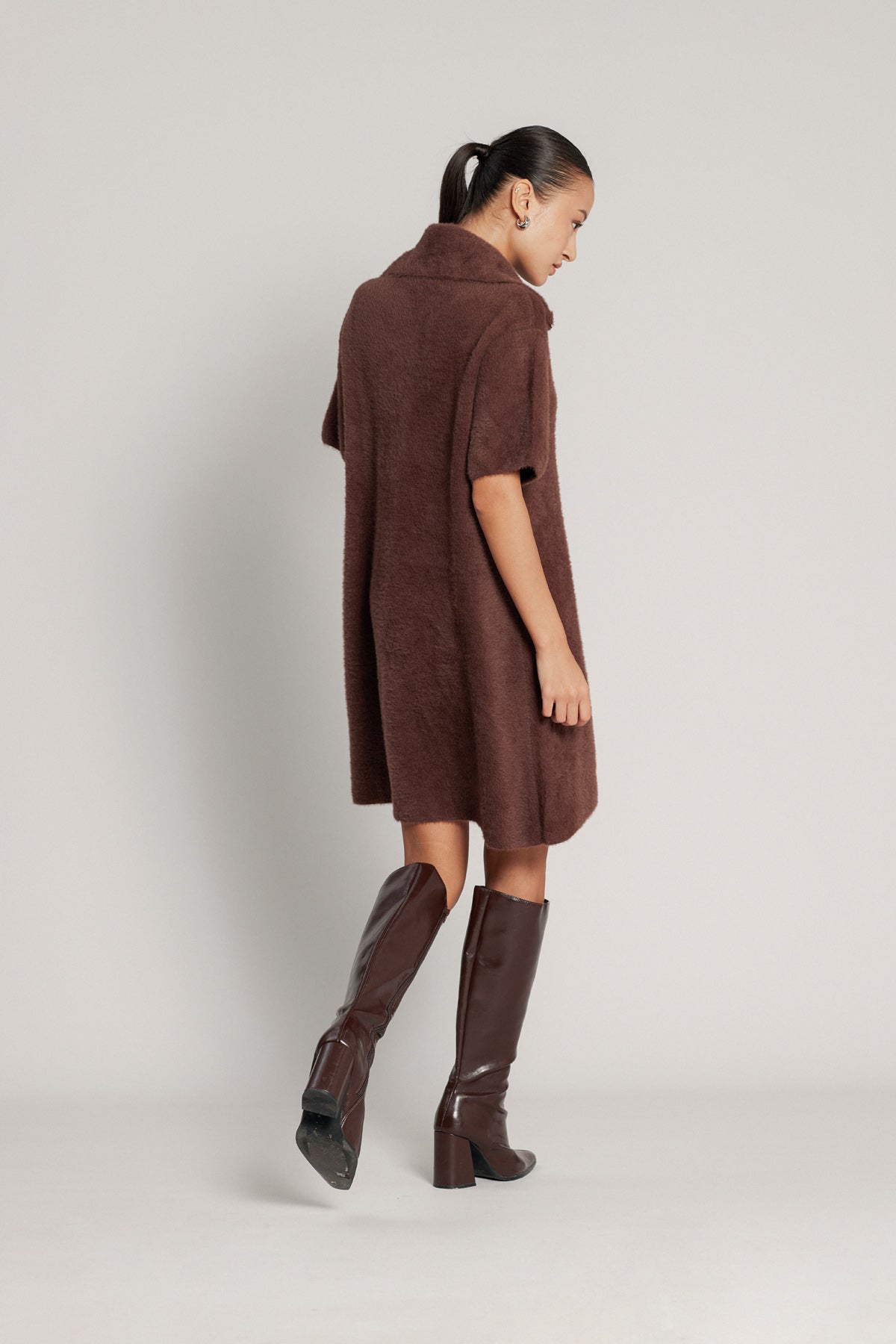 FERMUAR DETAYLI TRİKO ELBİSE