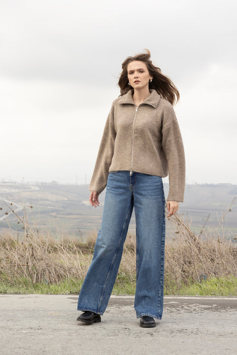 OLIVE — FERMUARLI TRİKO HIRKA
