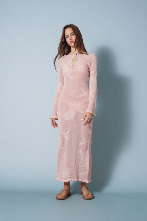 PEMBE — Fırfır Detaylı Triko Elbise