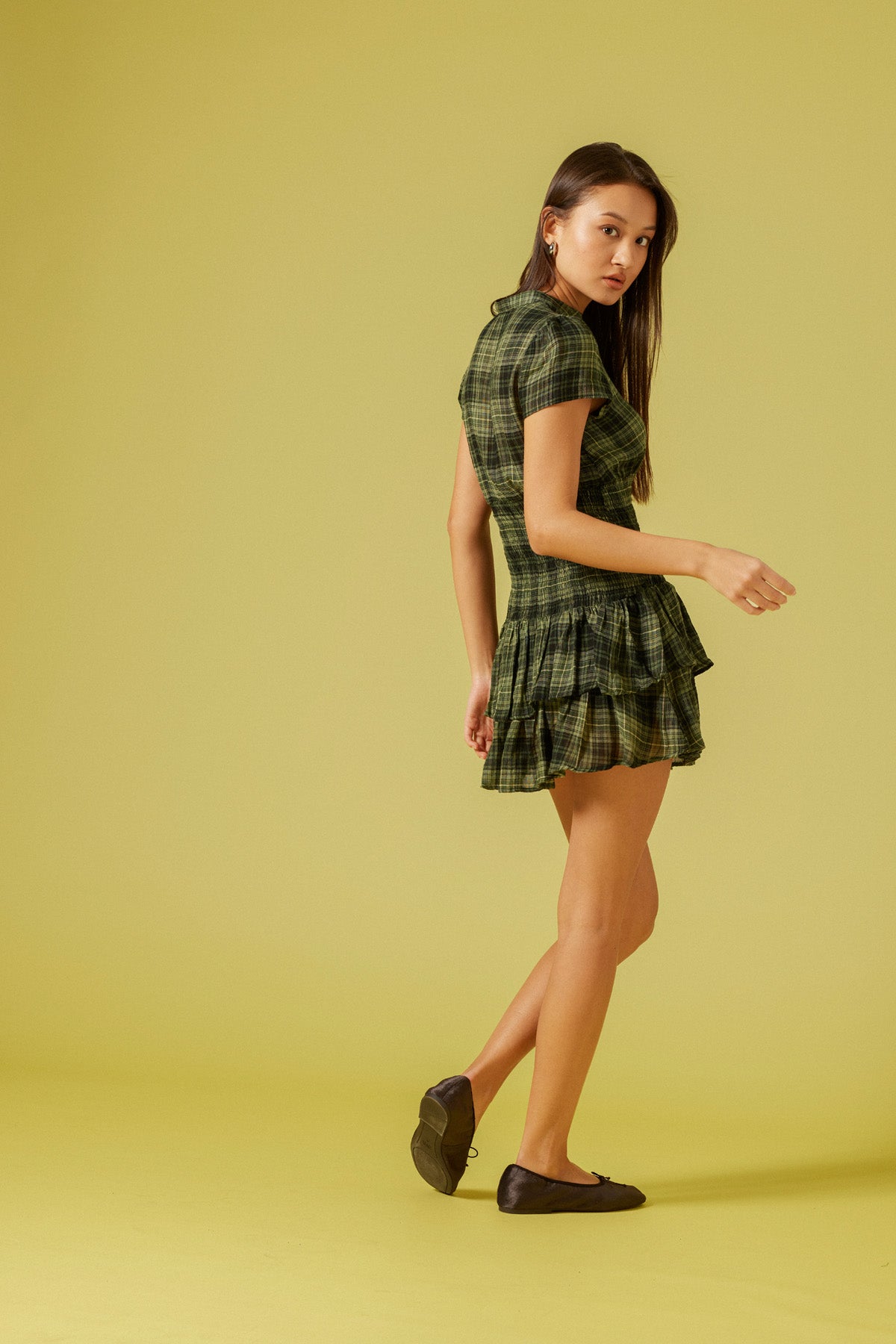 FIRFIRLI KARELİ KISA ELBİSE