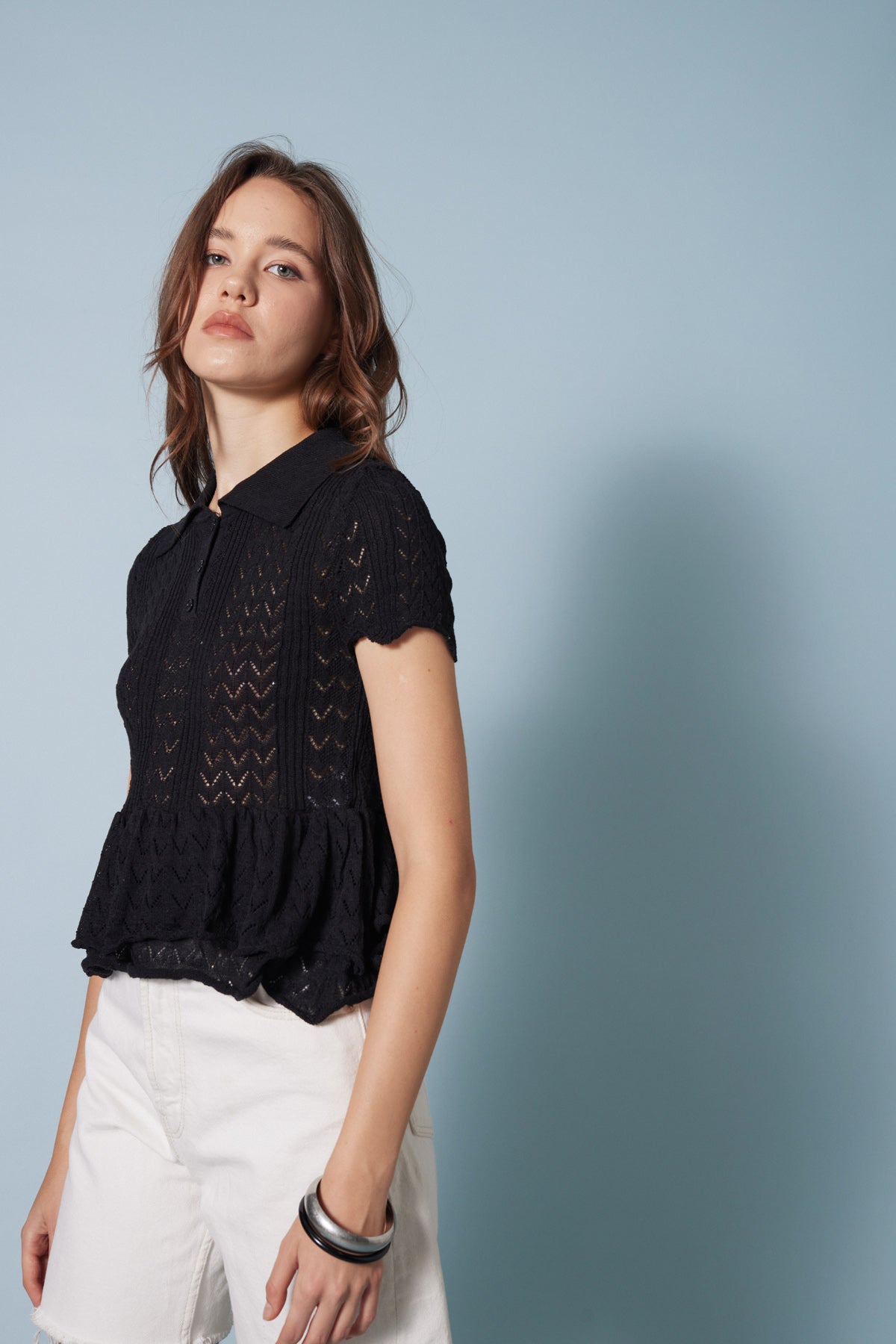 FIRFIRLI POLO YAKA TRİKO BLUZ