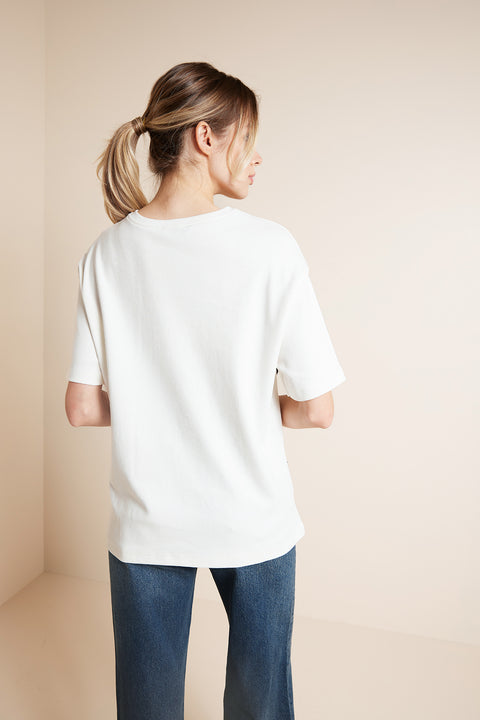 EKRU — FİYONK DETAYLI BİSİKLET YAKA T-SHIRT