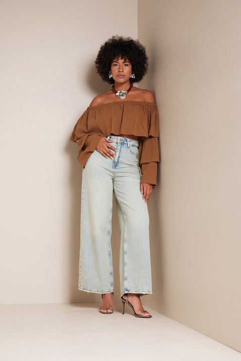 AÇIK MAVİ — GENİŞ KESİM DENIM PANTOLON