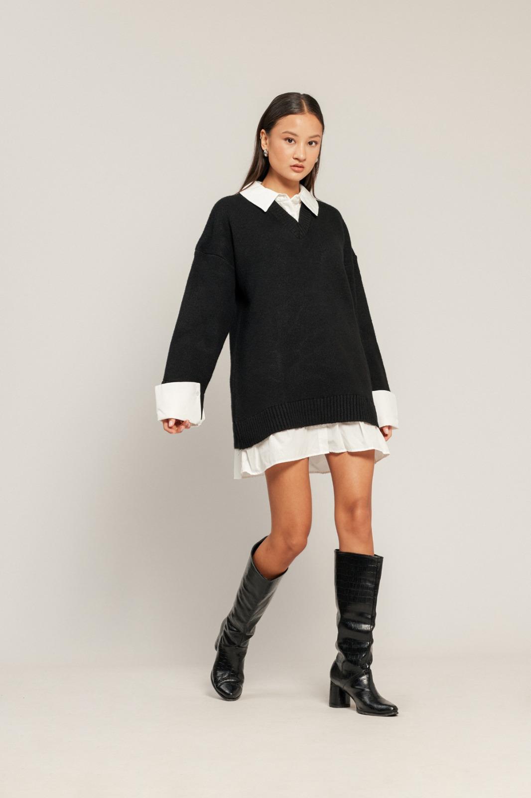 GÖMLEK GÖRÜNÜMLÜ V YAKA ELBİSE