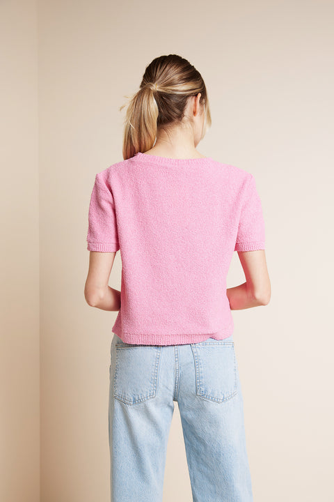 PEMBE — KALP DETAYLI TRİKO BLUZ