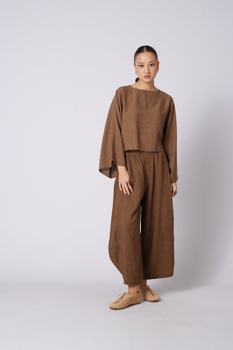 OLIVE — KETEN KARIŞIMLI HACİMLİ PANTOLON