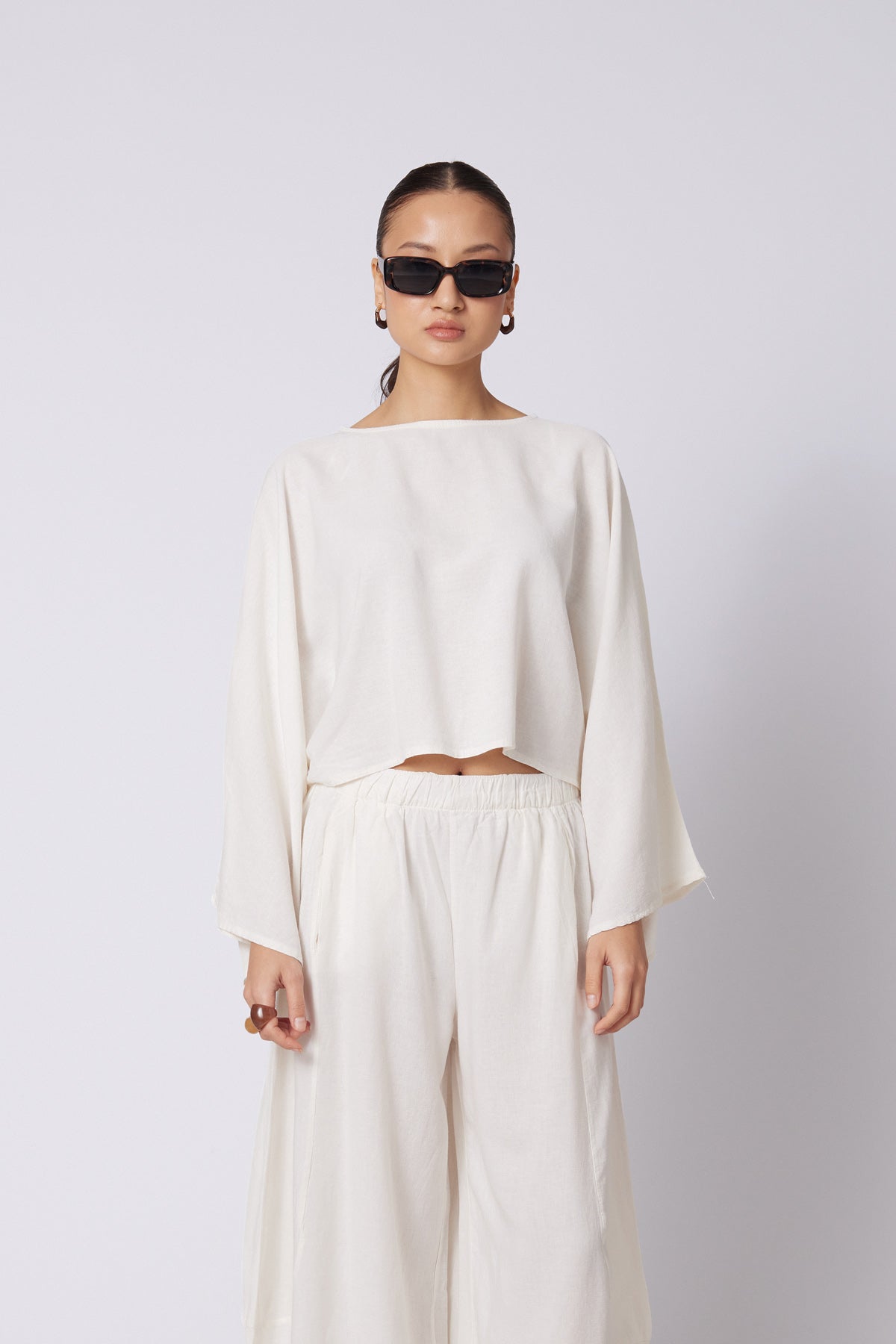 KETEN KARIŞIMLI PELERİN BLUZ
