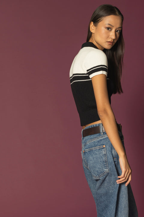 SİYAH — KISA KOL POLO YAKA TRİKO TOP