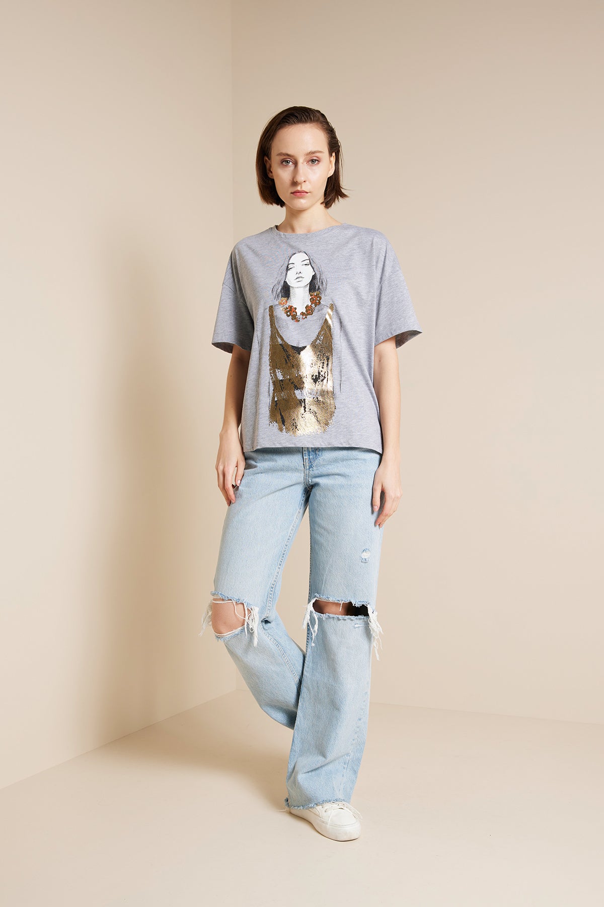 KIZ BASKILI T-SHIRT