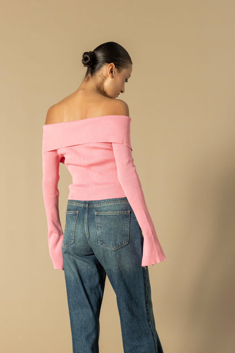PEMBE — Madonna Yaka Fermuarlı Triko
