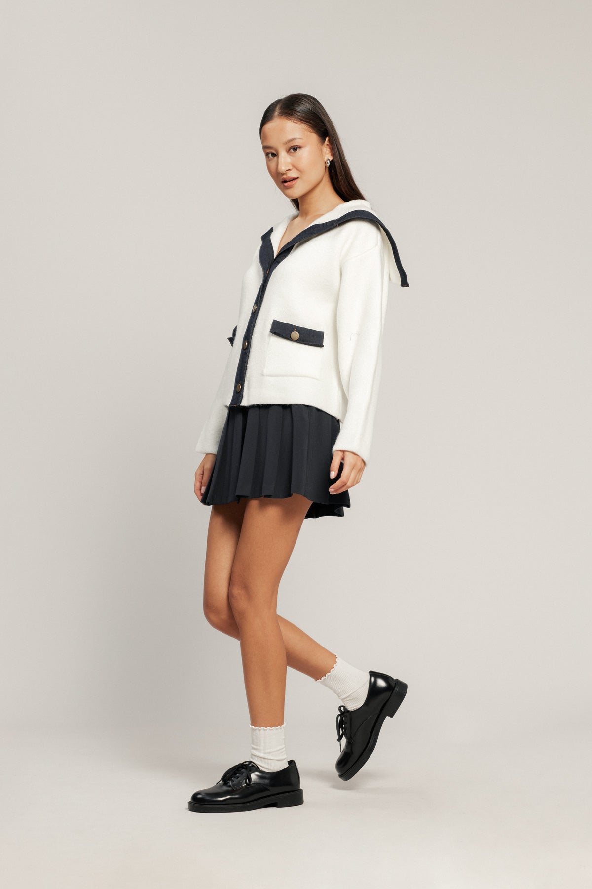 MENDİL YAKA KOT GARNİLİ TRİKO HIRKA