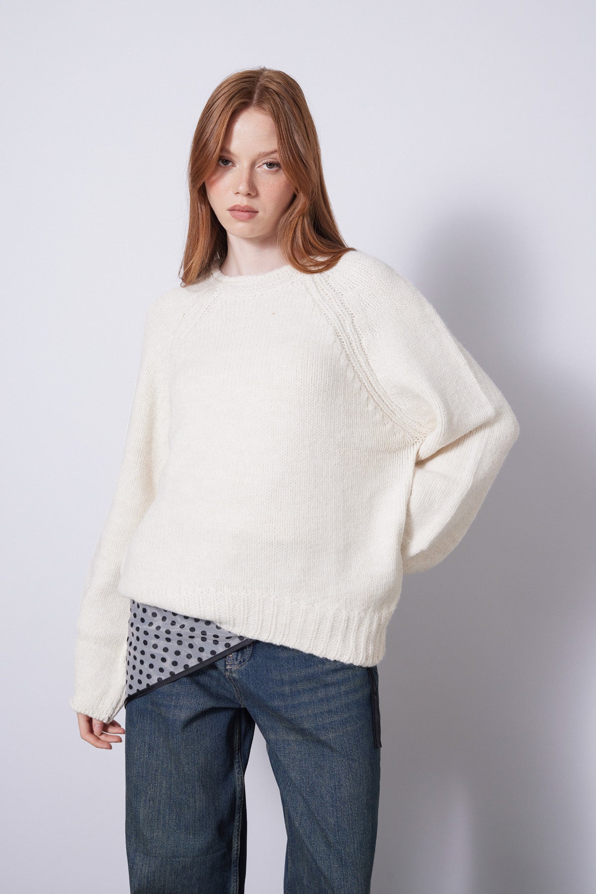 OVERSIZE BİSİKLET YAKA TRİKO KAZAK