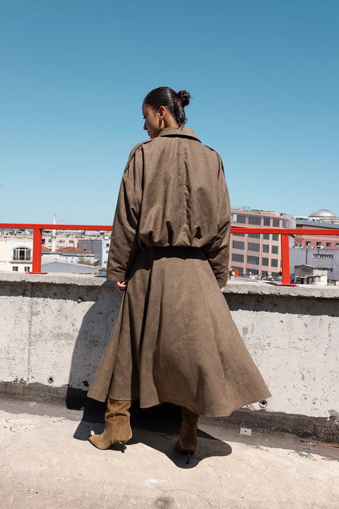 KAHVE — OVERSIZE SÜET BOMBER CEKET
