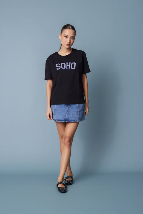 EKRU — PÖTİKARE YAMA DETAYLI KISA KOLLU T-SHIRT