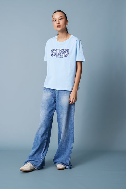 BEBE MAVİ — PÖTİKARE YAMA DETAYLI KISA KOLLU T-SHIRT