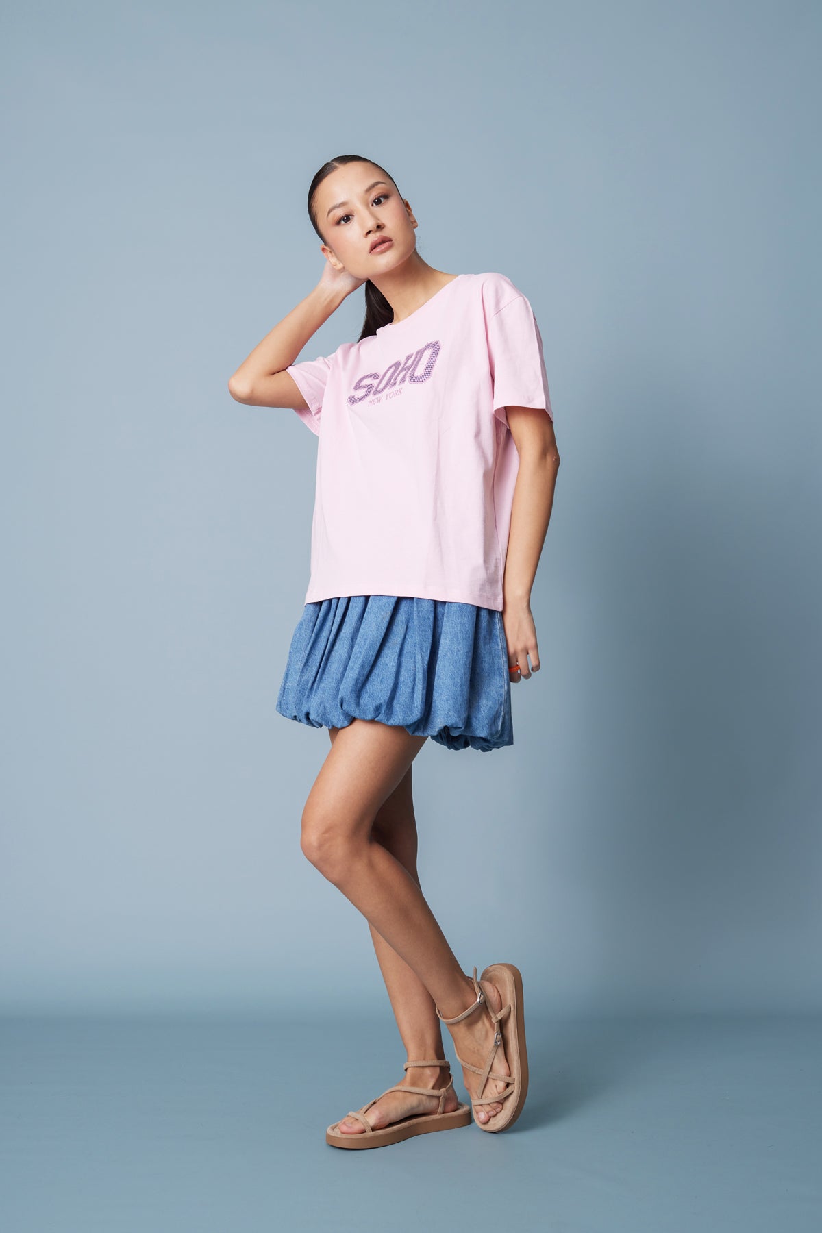 PÖTİKARE YAMA DETAYLI KISA KOLLU T-SHIRT