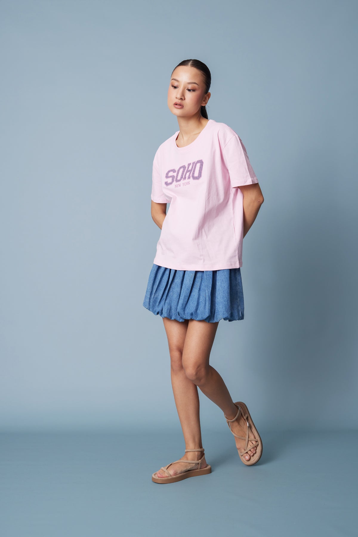 PÖTİKARE YAMA DETAYLI KISA KOLLU T-SHIRT