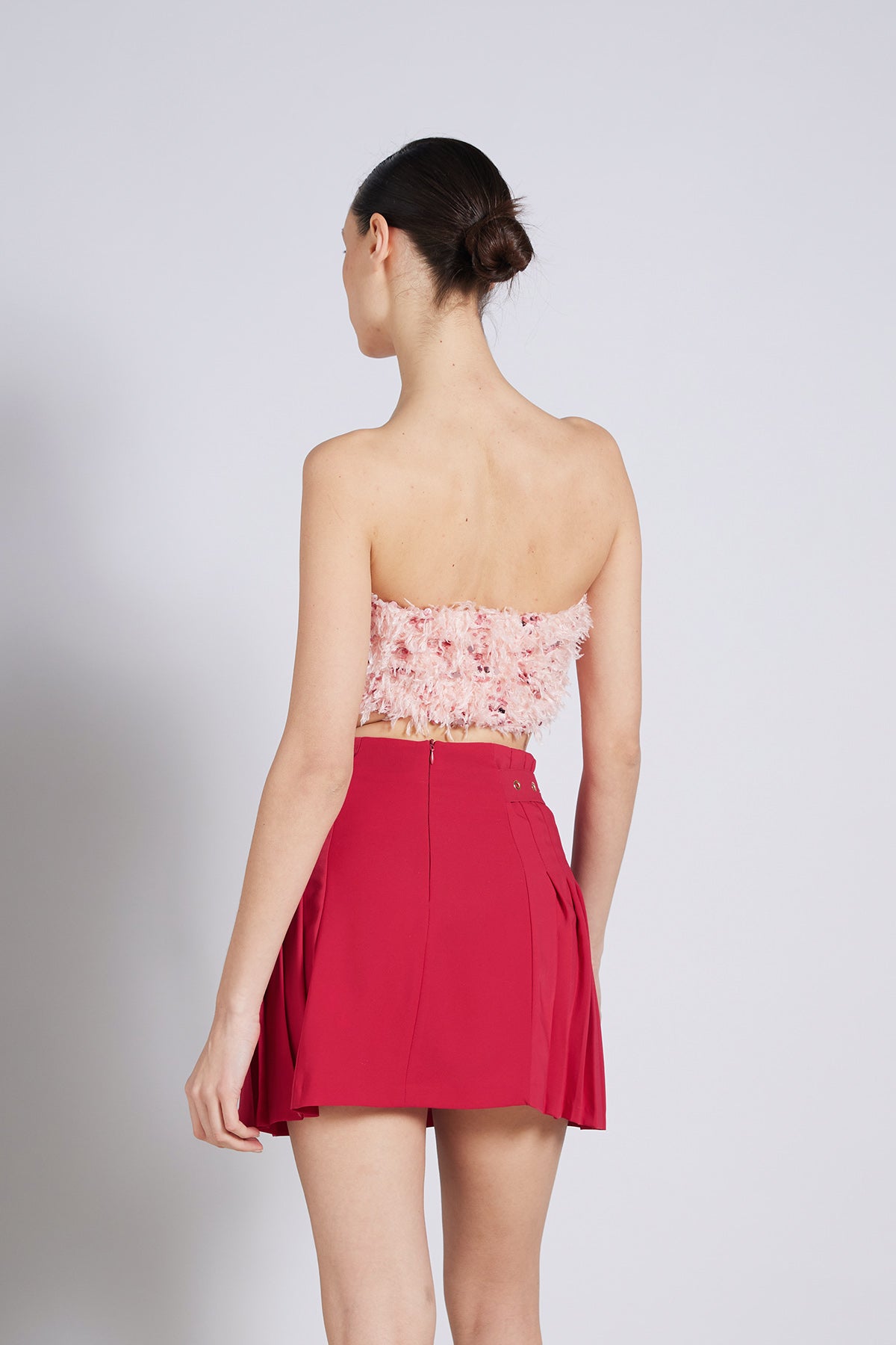 PULLU KIRÇILLI STRAPLEZ TOP