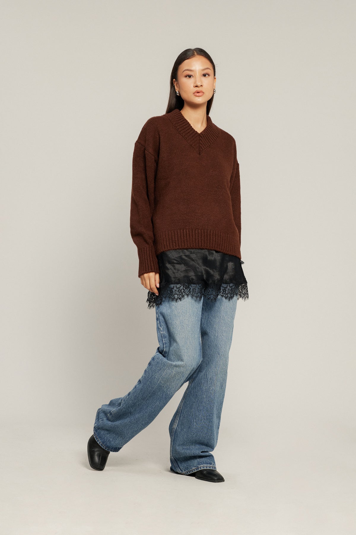 SATEN DETAYLI TRİKO KAZAK