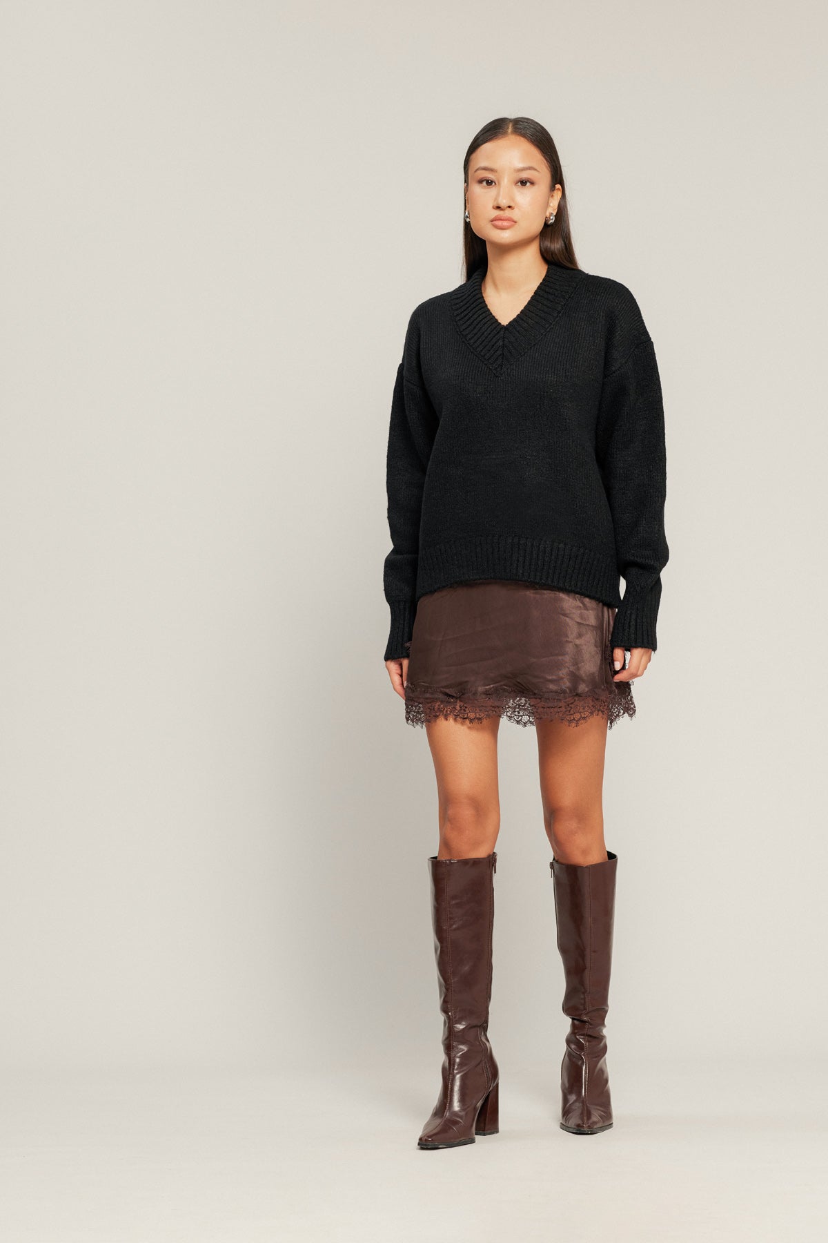 SATEN DETAYLI TRİKO KAZAK