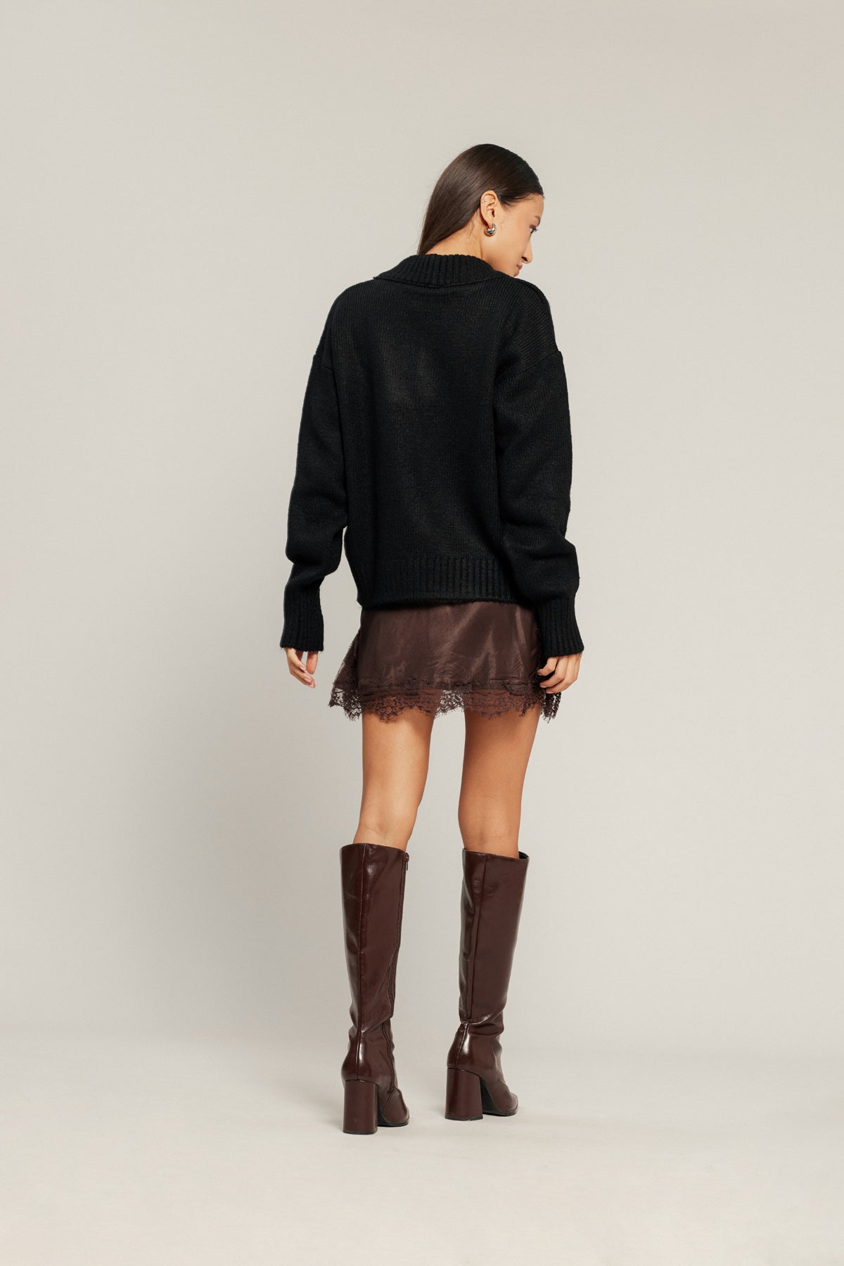 SATEN DETAYLI TRİKO KAZAK