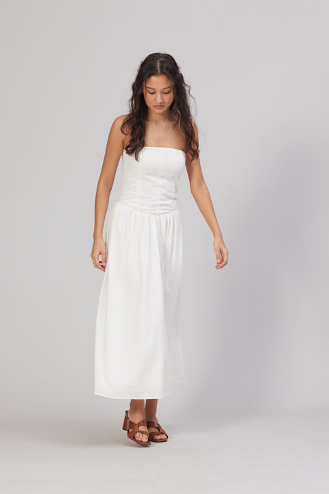 LACİVERT — STRAPLEZ MAXI ELBISE