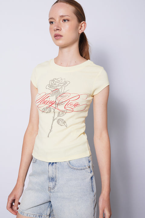 SARI — STRASS TAŞLI BASKILI T-SHIRT