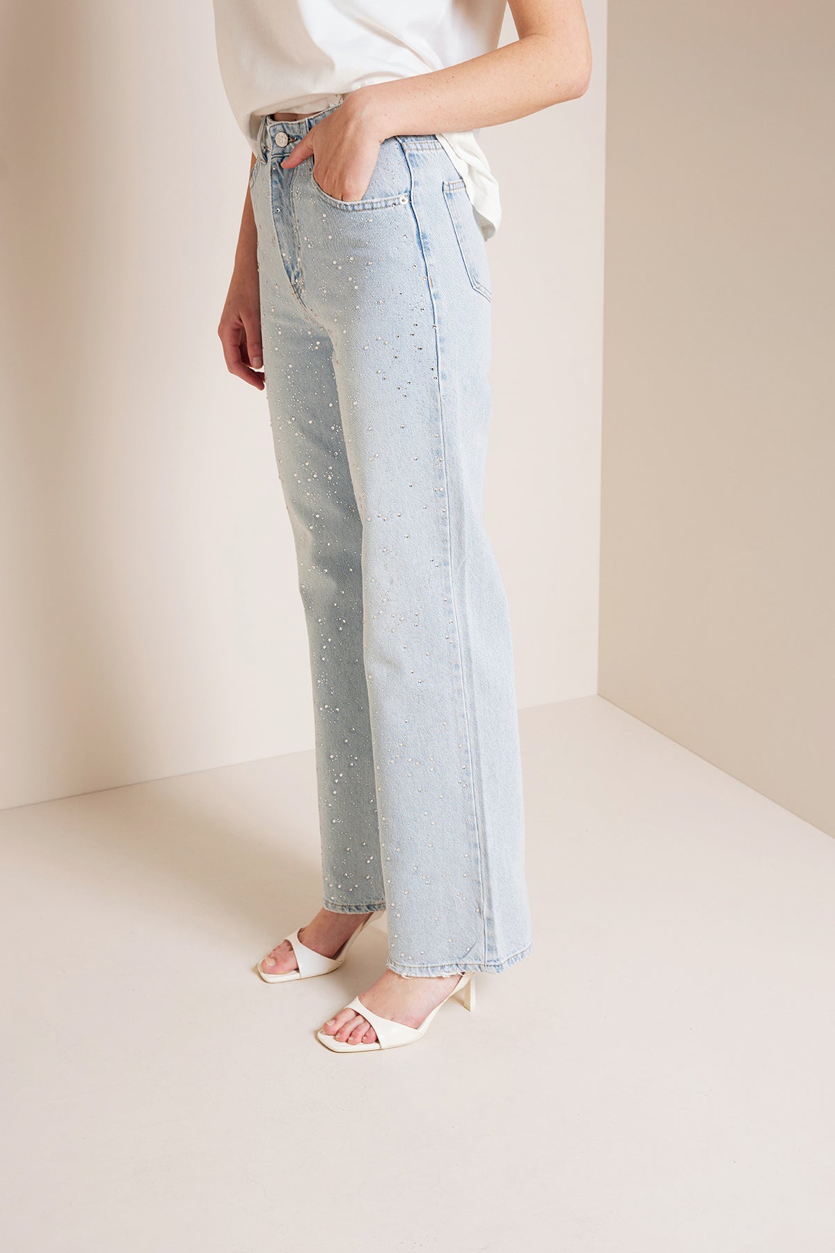 TAŞLI DENIM PANTOLON