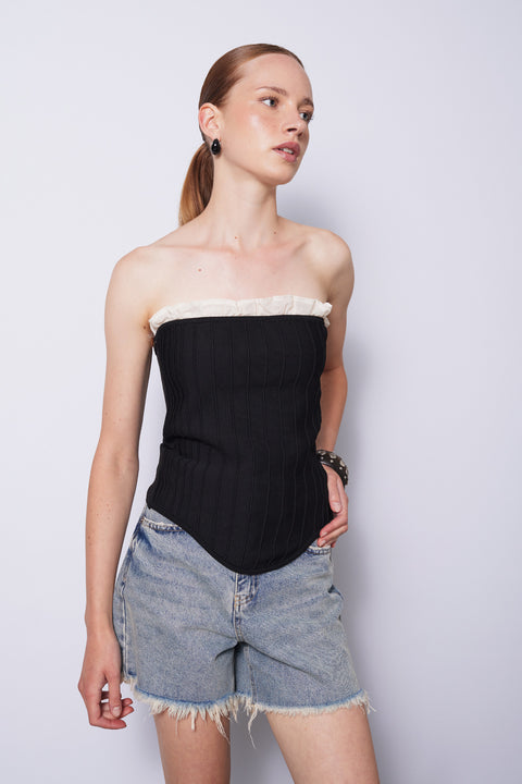 SİYAH — TRİKO KORSE TOP