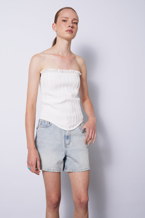 BEYAZ — TRİKO KORSE TOP