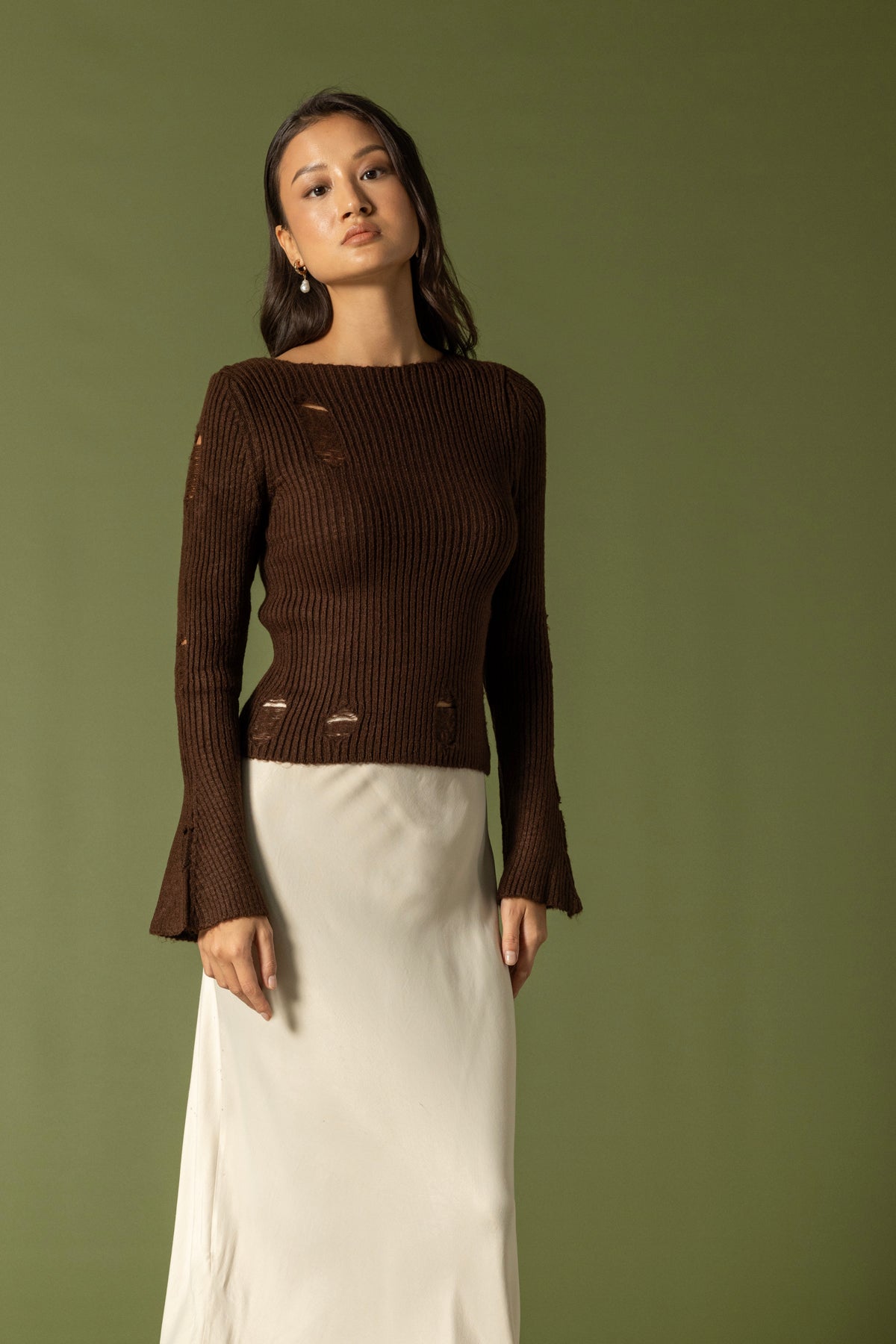 YIRTIK DETAYLI TRİKO KAZAK