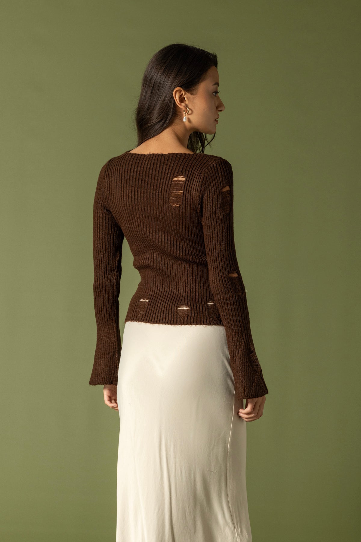 YIRTIK DETAYLI TRİKO KAZAK