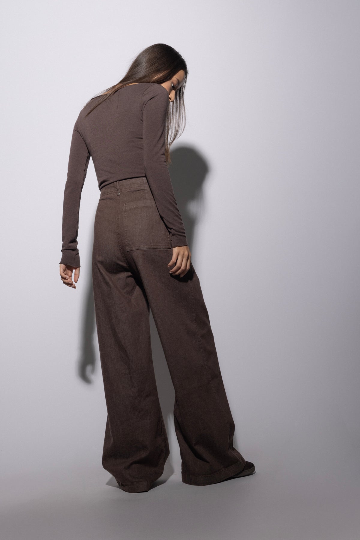 YÜKSEK BEL DİKİŞ DETAYLI DENIM PANTOLON