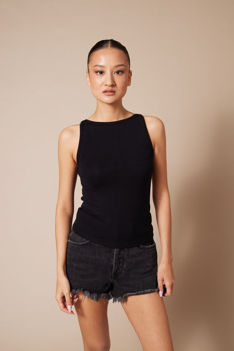 SİYAH — YUMUŞAK DOKULU HALTER TOP
